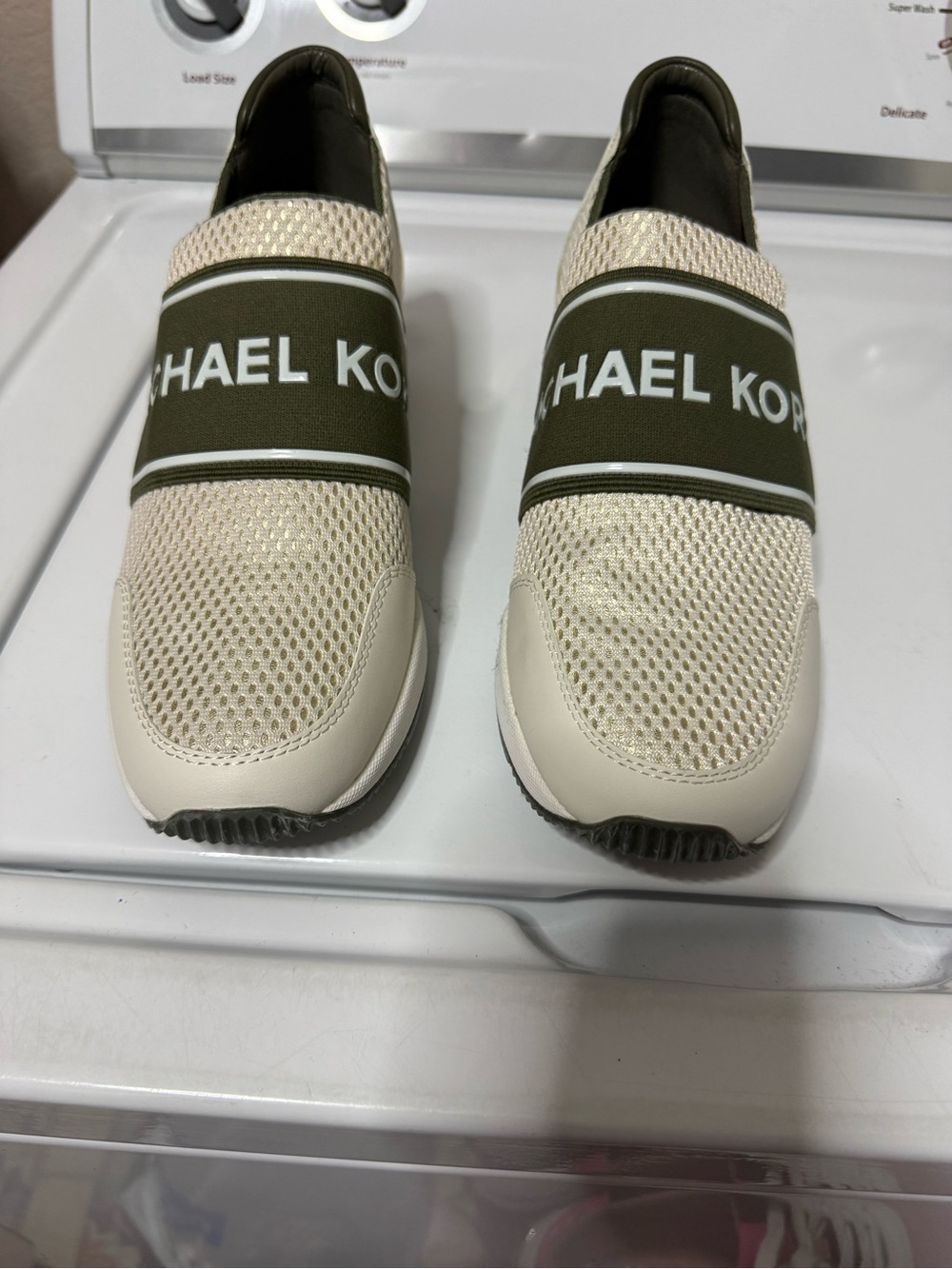 Michael Kors Women’s Slip-On Sneakers in Olive and Cream Mesh